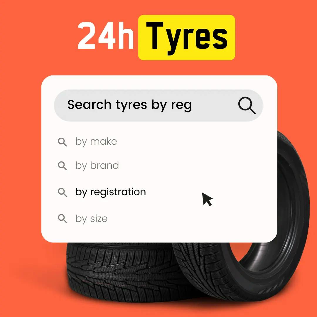 find tyres by registration number & get them fitted at your location at 24h tyres - browse our express tyre services 